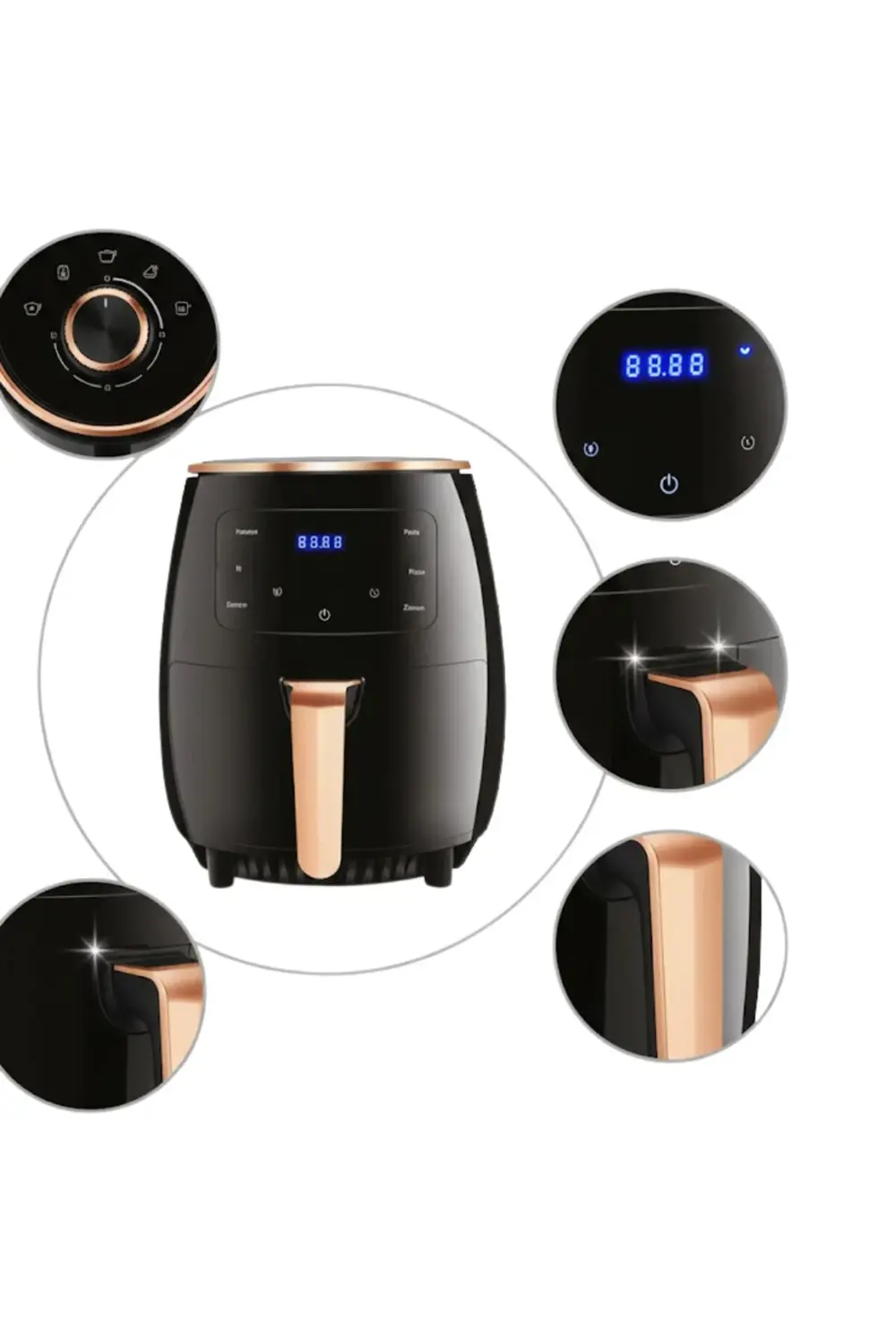 6 Litre Geniş Hazneli Air Fryer Yüksek Güçlü Sağlıklı Yağsız Pişi