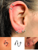 6 MM CERRAHİ ÇELİK SPİRAL TRAGUS HELİX KIKIRDAK DUDAK GÖBEK  KIVR