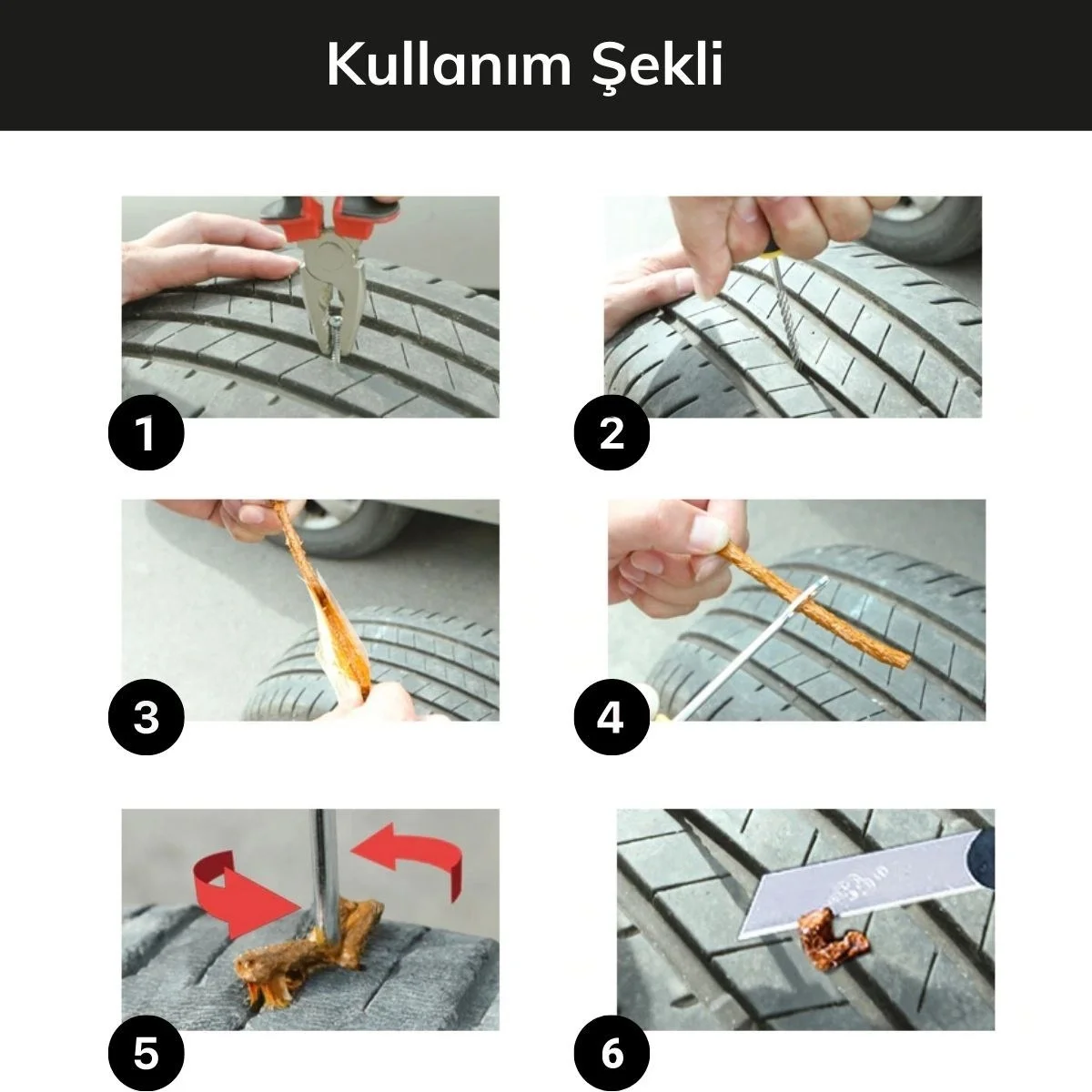 6 Parça Araba Motosiklet Otomobil Bisiklet Lastik Tamir Kiti Araç Bakım Seti Bx40 Fiyatı, Yorumları ve Özellikleri