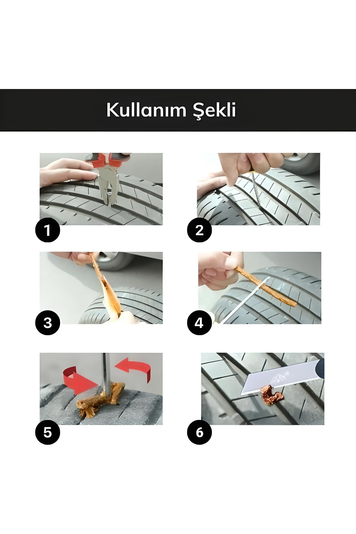 6 Parça Araba Motosiklet Otomobil Bisiklet Lastik Tamir Kiti Araç