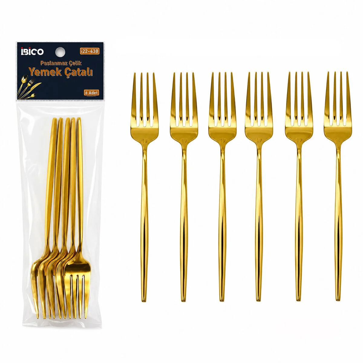 6 Parça Gold Renk Paslanmaz Çelik Yemek Çatalı Seti 6 Parça Gold Renk Paslanmaz Çelik Yemek Çatalı Seti