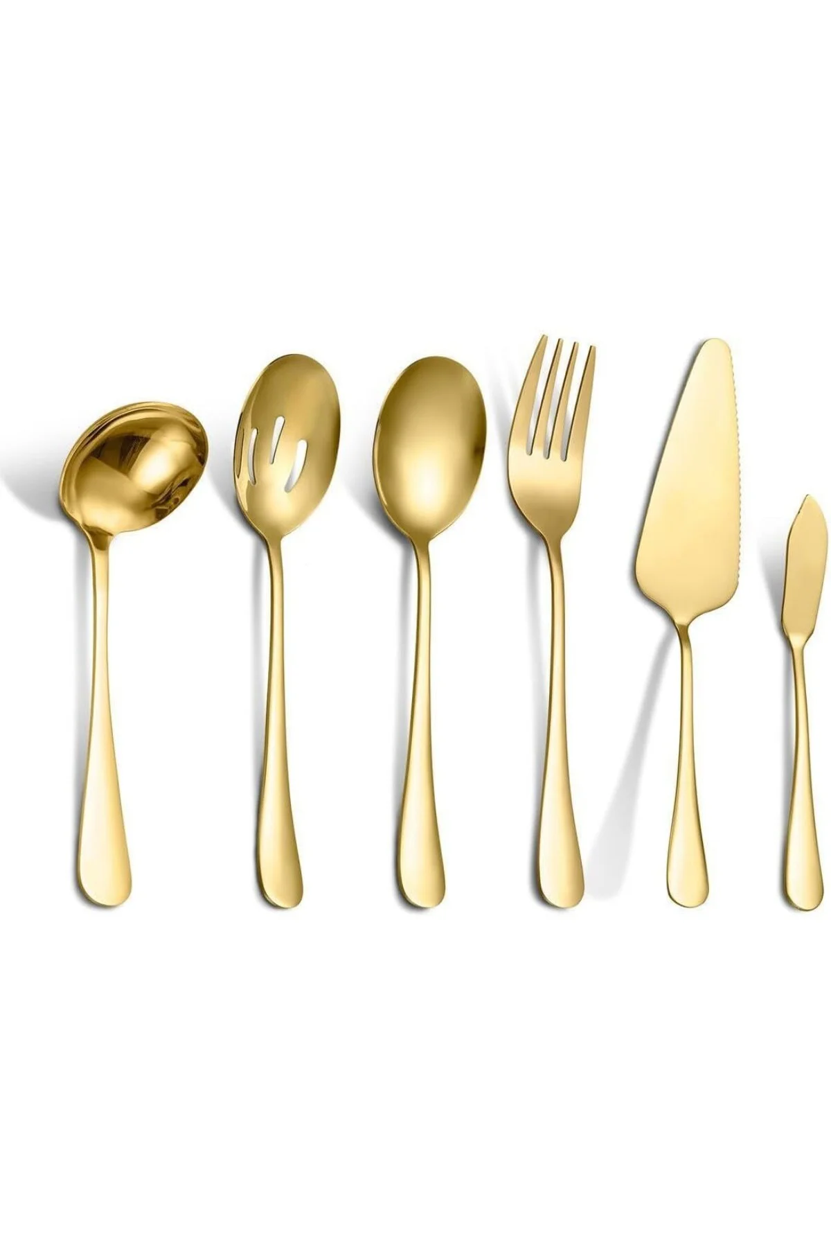 6 Parça Gold Sunum için Servis Kaşığı Kaşık Çatal Ispatula Reçel 