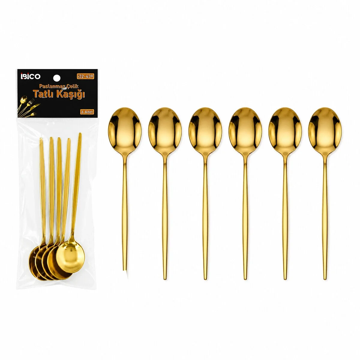 6 Parça Tatlı Kaşığı Seti - Gold Renk - Paslanmaz Çelik 6 Parça Tatlı Kaşığı Seti - Gold Renk - Paslanmaz Çelik