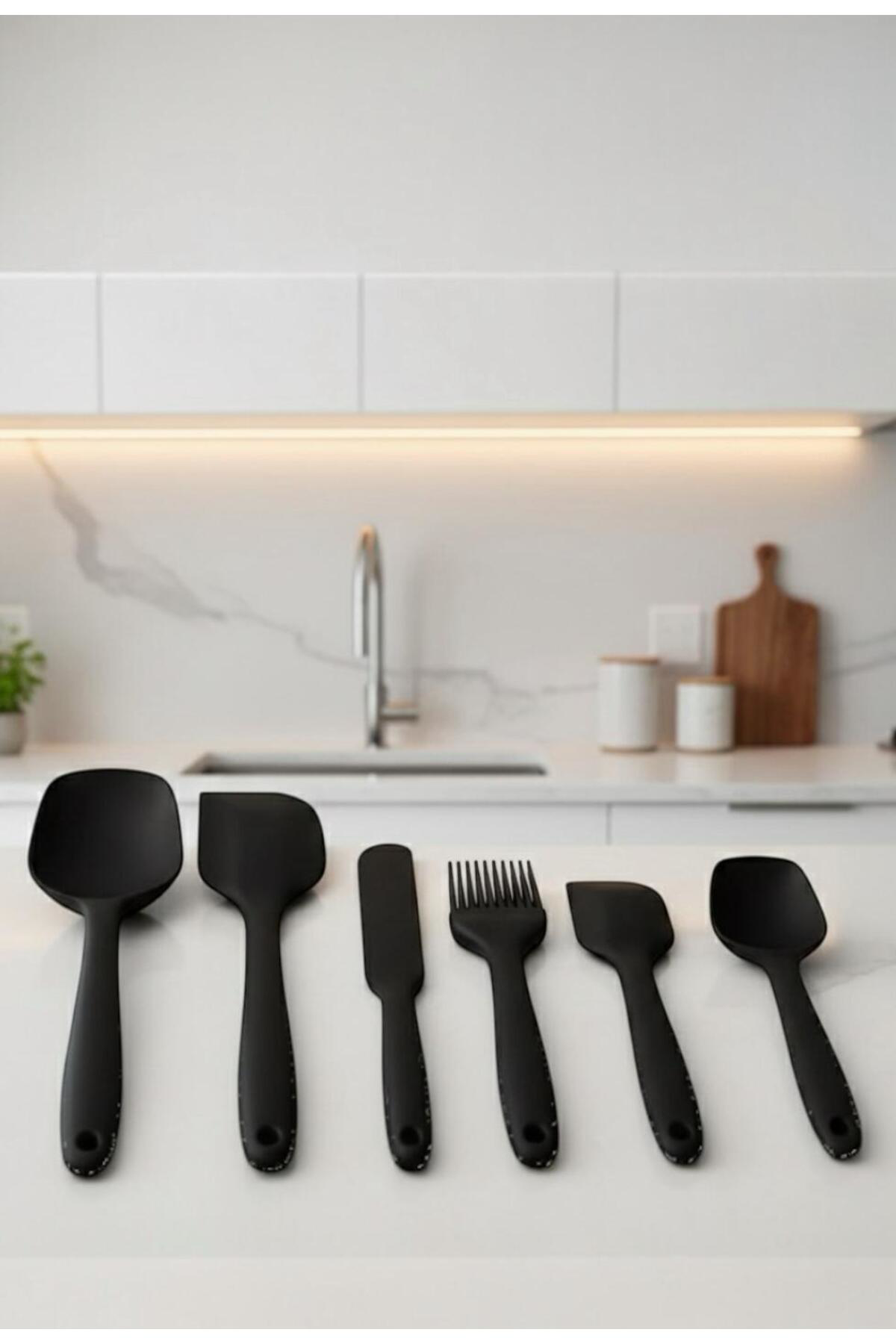 6 Parça Yanmaz Yapışmaz Silikon Pasta, Yumurta Fırçası, Kaşık Bıç