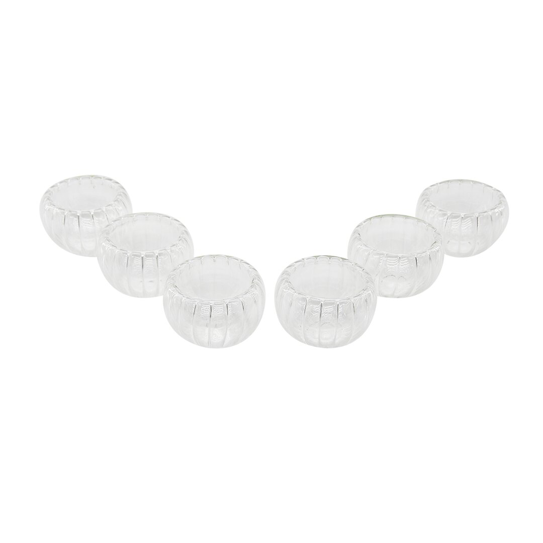 6 PCS   ÇİZGİLİ CAM  ÇİFT CİDARLI LOKUMLUK - SOSLUK  50 ML (4741)