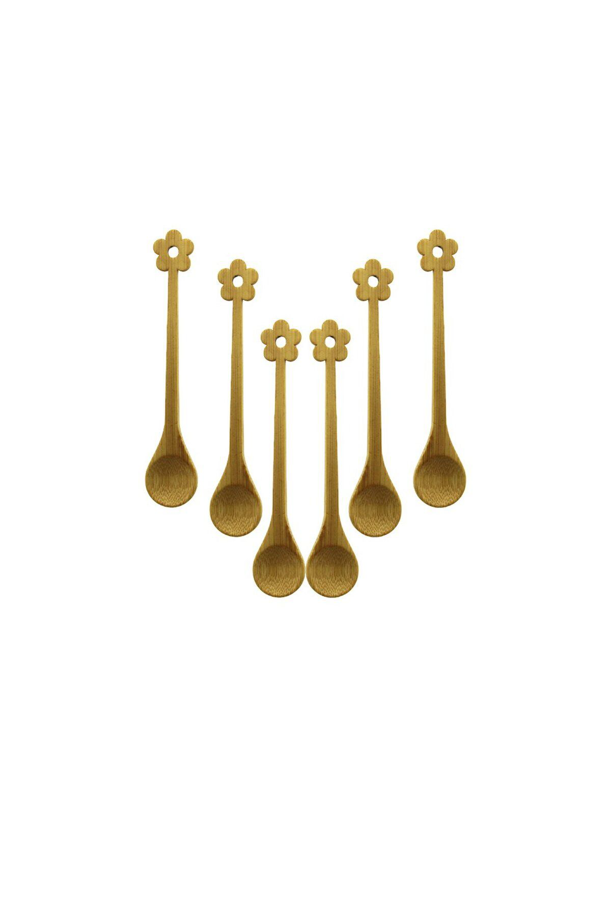 Ok Aksesuar 6 Pcs Mini Bambu Ahşap Kaşik 14.5Cm (5060)