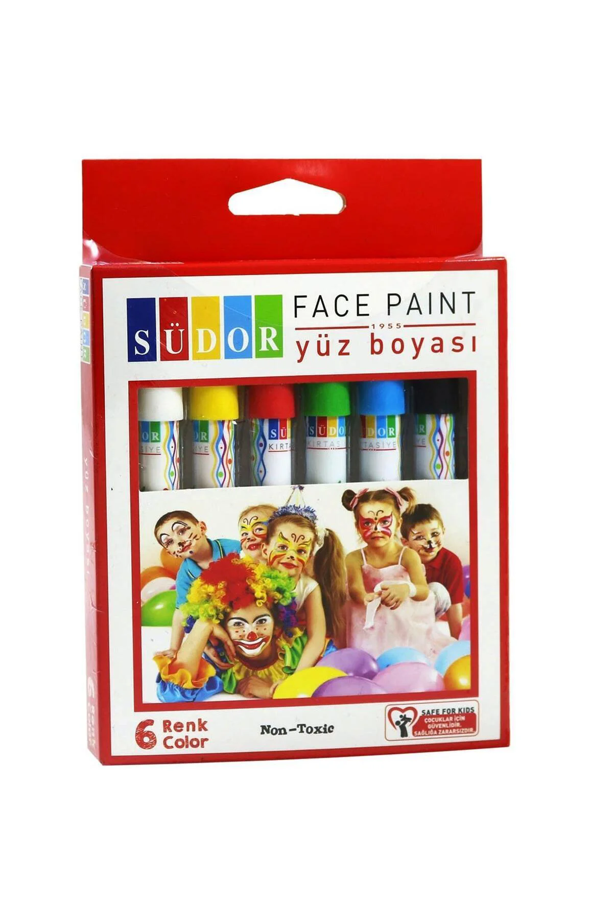 6 Renkli Yüz Boyası - Yüz Boyama Palyaço Kalemi Yeni Modern 98783