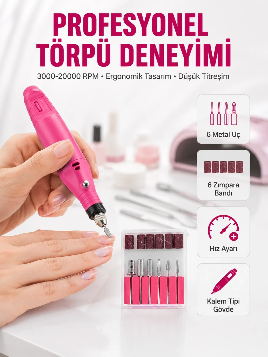 6 Uçlu Elektrikli Manikür Pedikür Seti Yeni Nesil