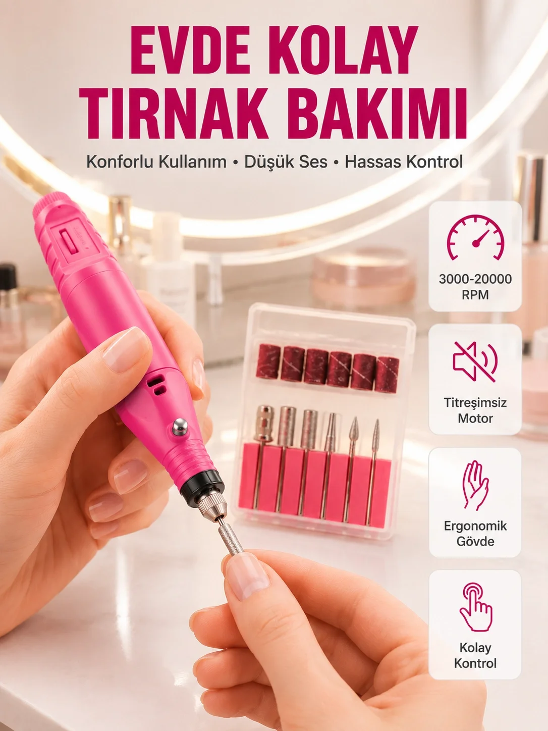 6 Uçlu Elektrikli Manikür Pedikür Seti Yeni Nesil