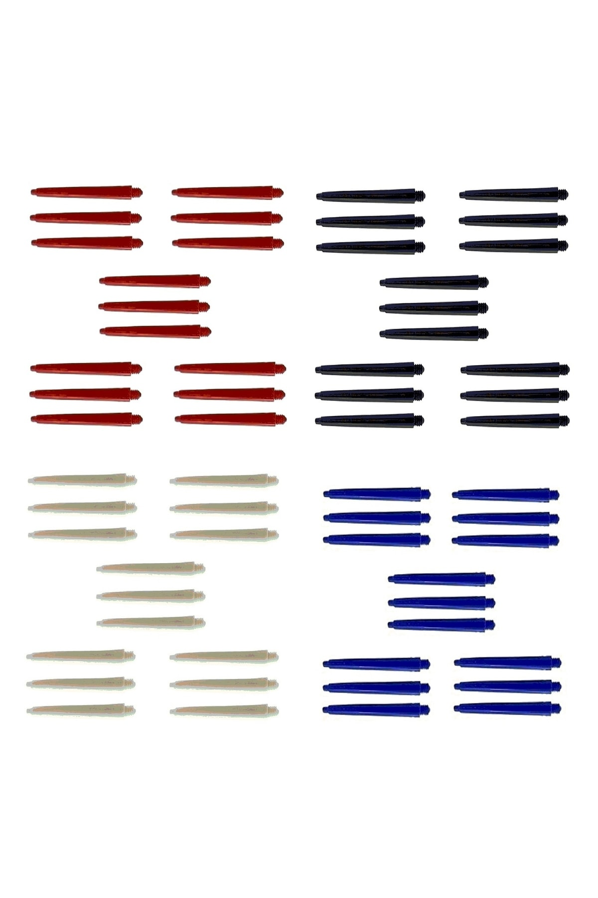 Dartsan 60 Adet (20 Set) 35 Mm Kisa Dart Şaft. Karişik Renk. Beyaz, Kirmi