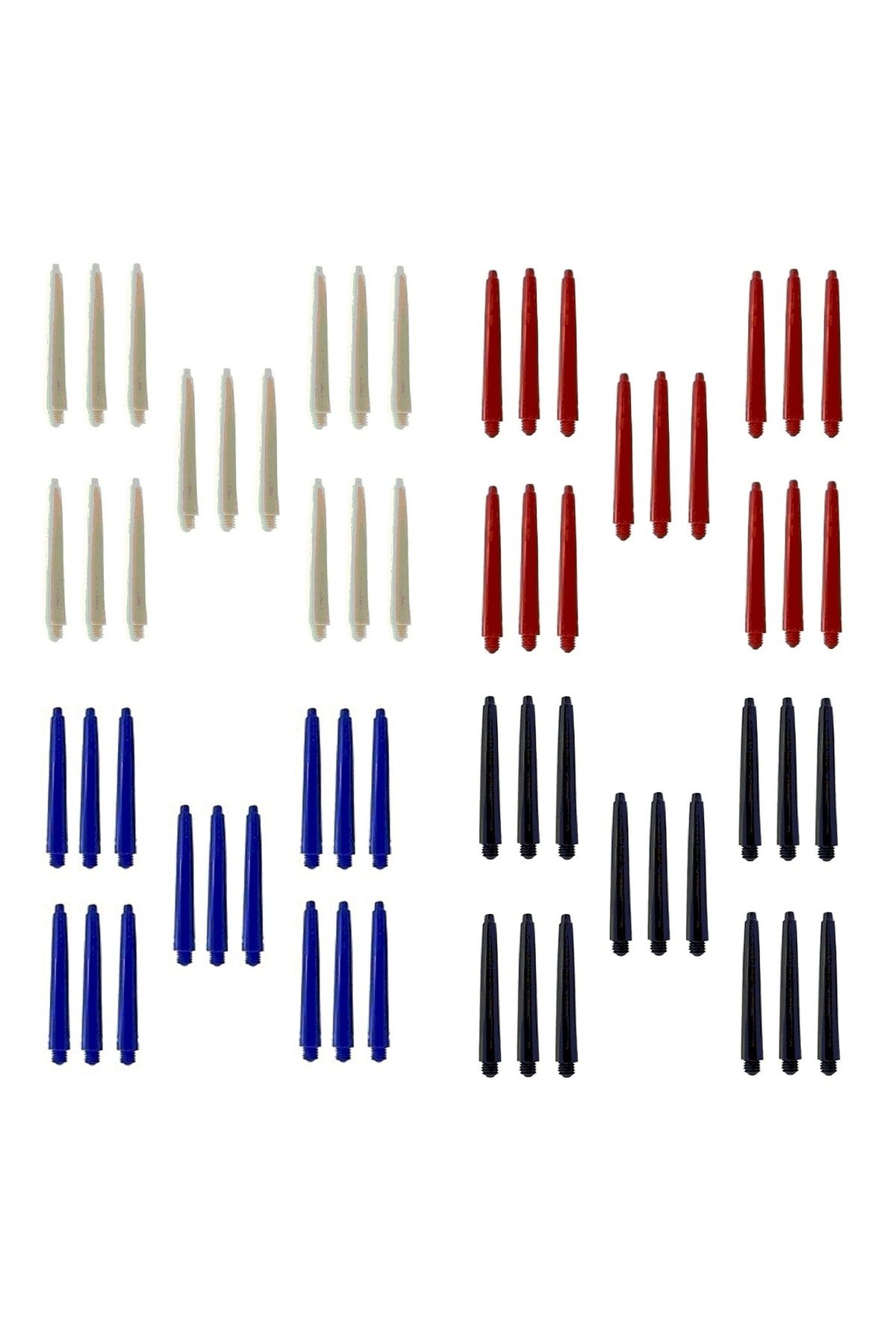 Dartsan 60 Adet (20 Set) 41 Mm Midi Dart Şaft. Karişik Renk. Beyaz, Kirmi