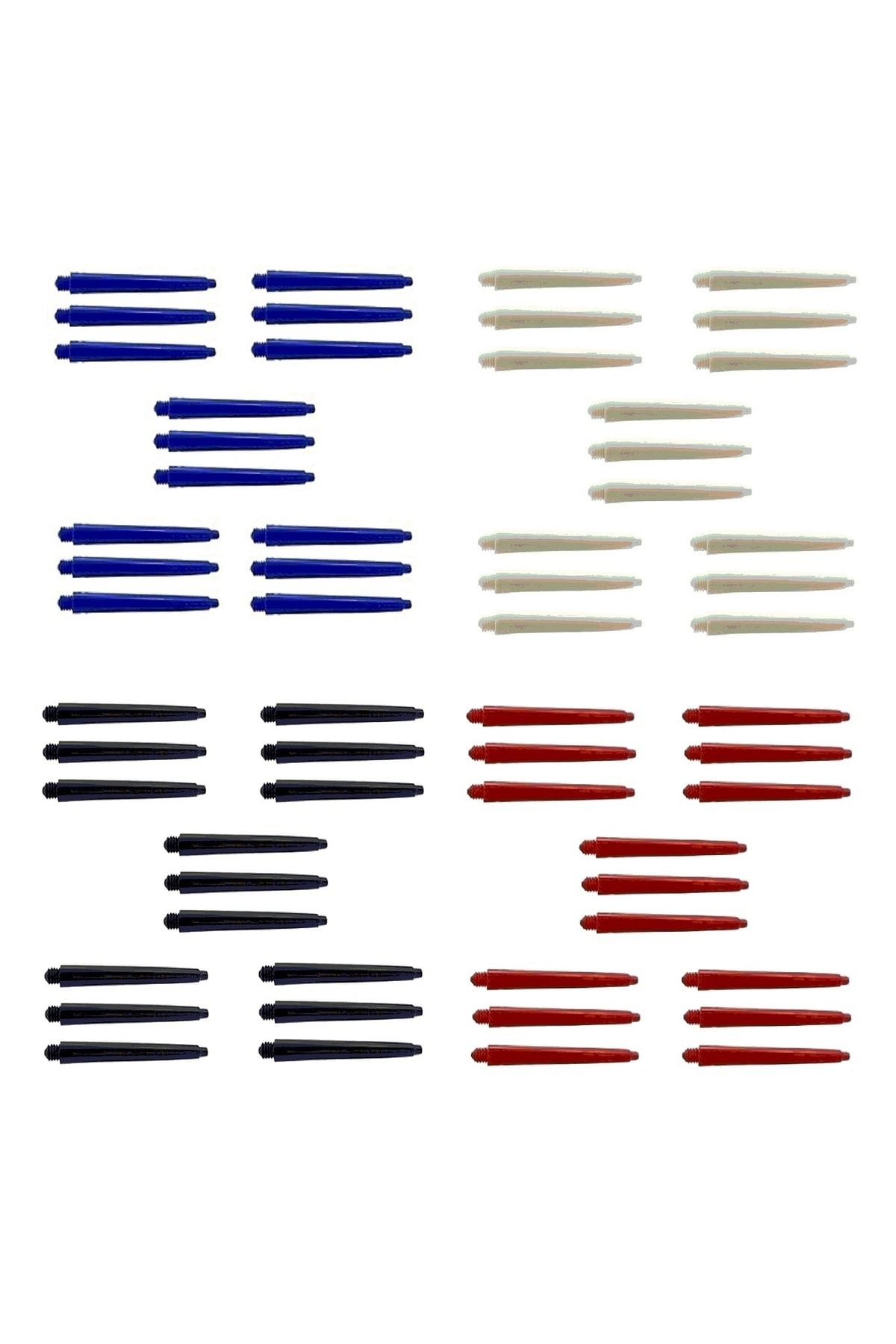 60 Adet (20 Set) 48 Mm Orta-medium Dart Şaft. Karışık Renk. Beyaz
