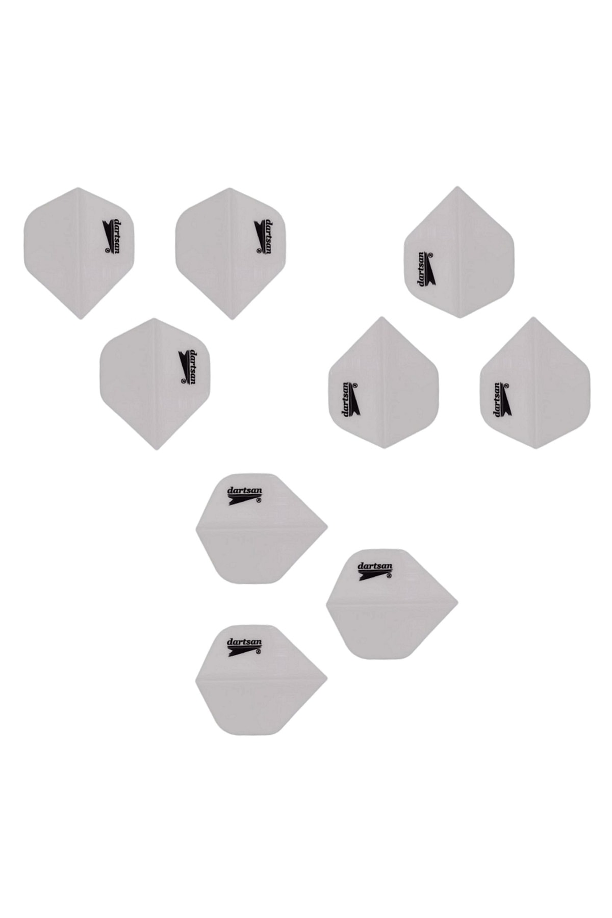 Dartsan 60 Adet (20 Set) Dart Flight-Flayt. Beyaz. 100 Micron Pet