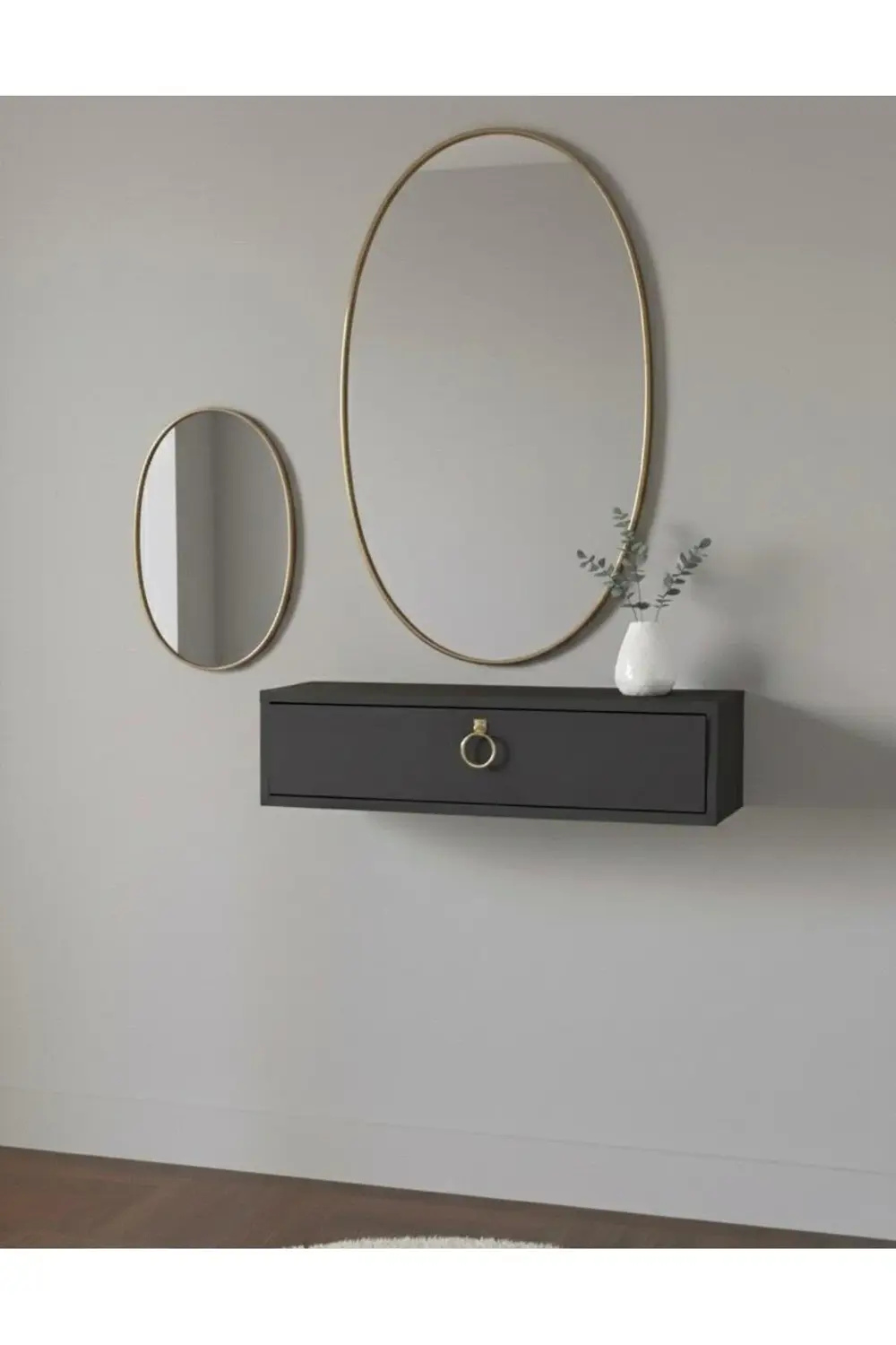 Gkmhome 60 Cm Antrasit Kapaklı Dresuar Salon Antre Hol Oturma Odası Gold