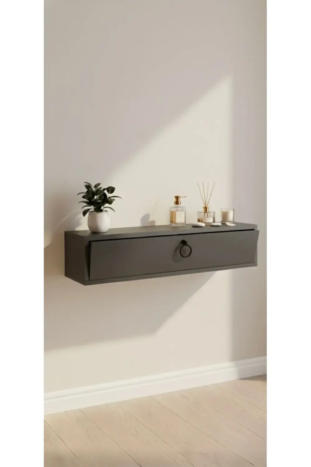 60 cm ANTRASİT Kapaklı Dresuar Salon Antre Hol Oturma Odası Askıd