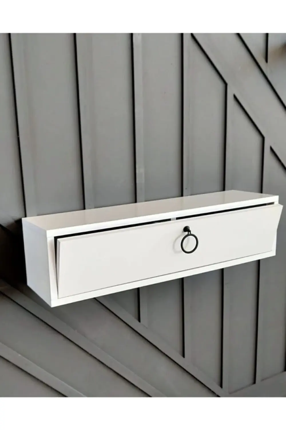 Diizy Home 60 Cm Beyaz Kapaklı Dresuar Salon Antre Hol Oturma Odası Askıda K