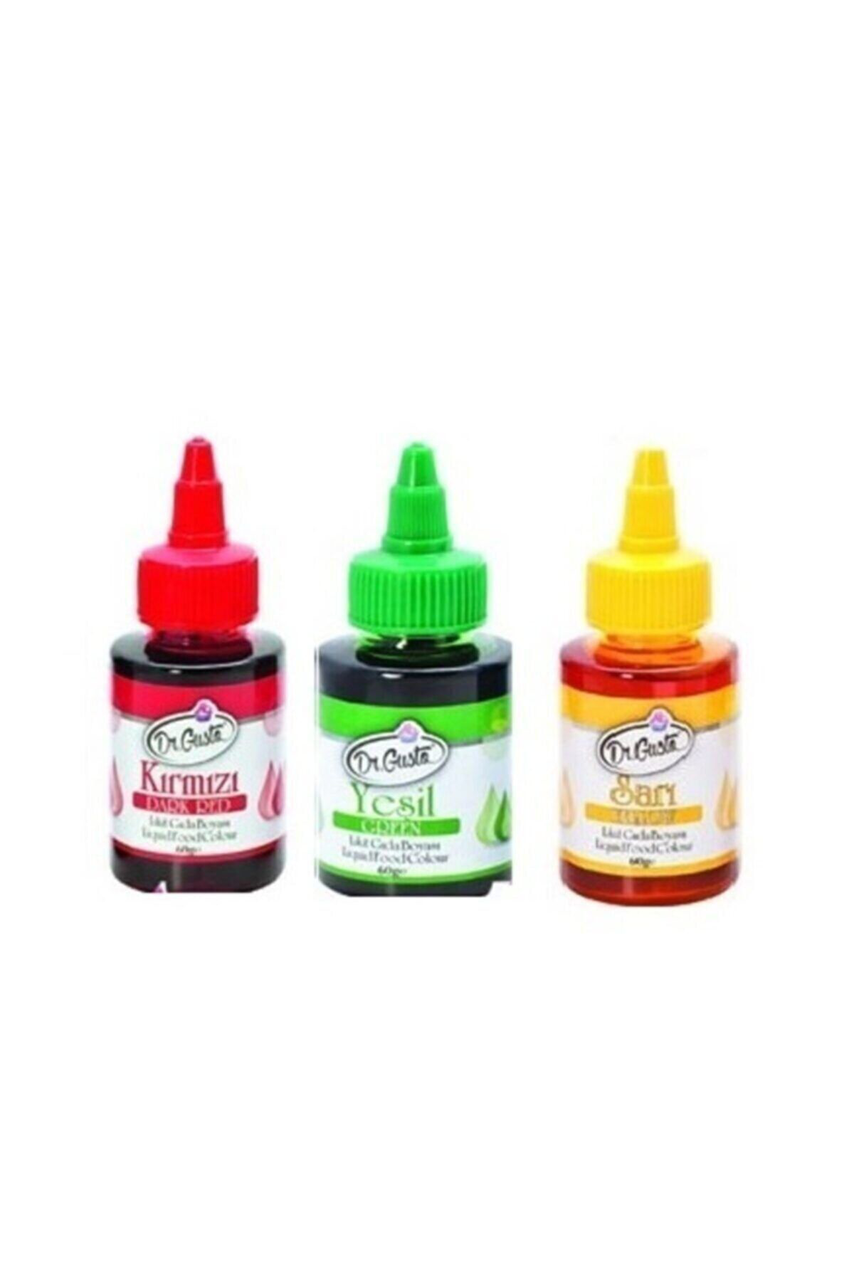 60 Gr 3 Lü Kırmızı-yeşil-sarı Su Bazlı Likit Sıvı Gıda Boyası 3 A