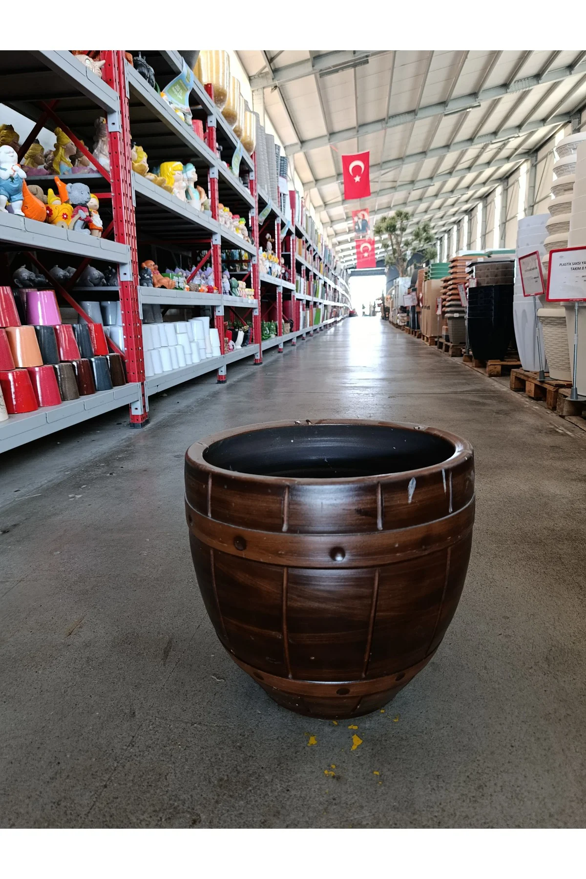 60 Litre Hafif Beton Kahverengi Dekoratif Taş Saksı