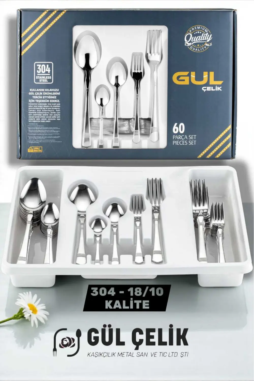 60 Parça 12 Kişilik 18/10 Kalite Çatal Kaşık Seti Alvina Model Lü