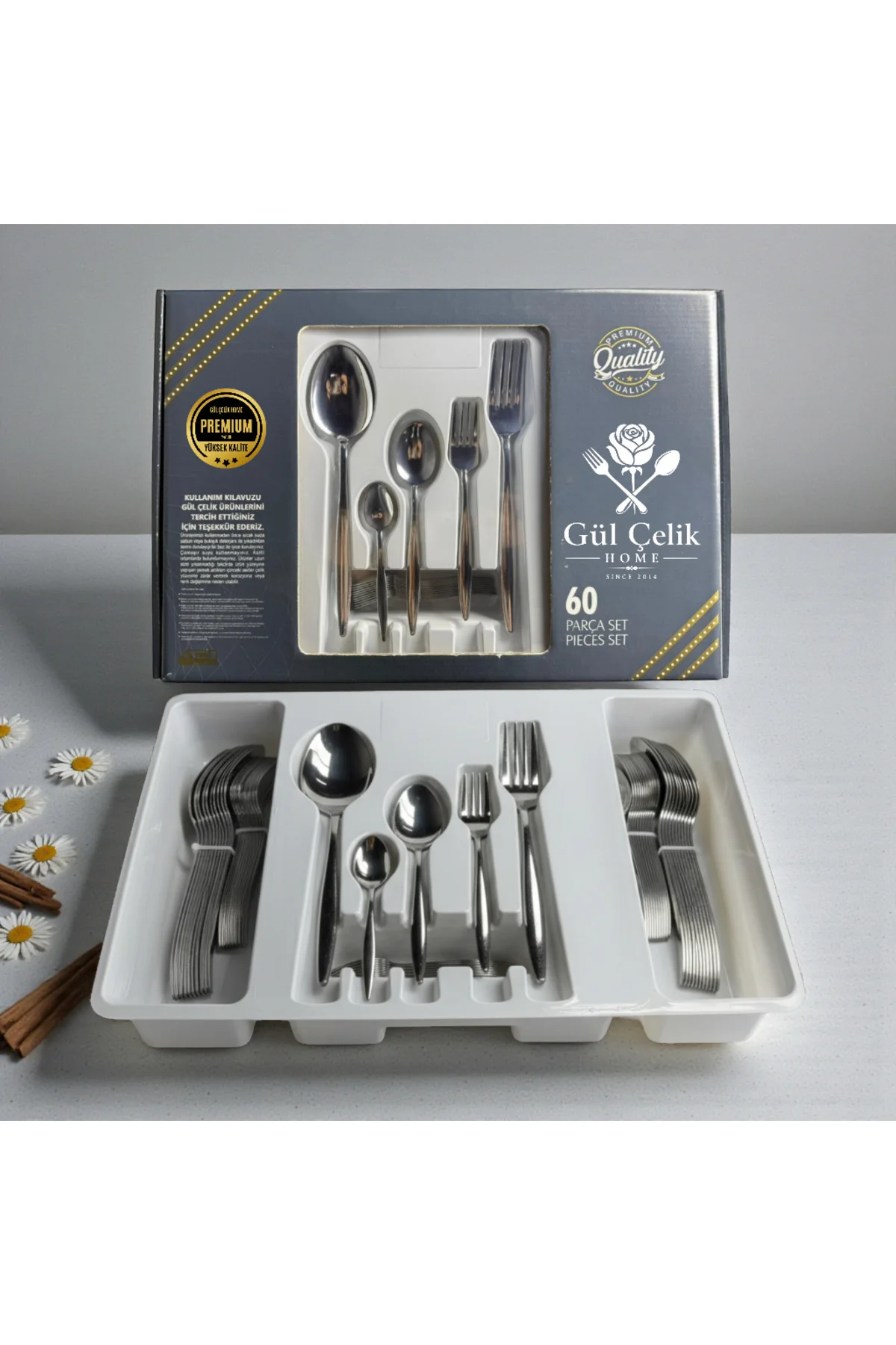 60 Parça 12 Kişilik Çatal Kaşık Seti Sivri Model 18/0 Kalite (KUT 60 Parça 12 Kişilik Çatal Kaşık Seti Sivri Model 18/0 Kalite (KUT