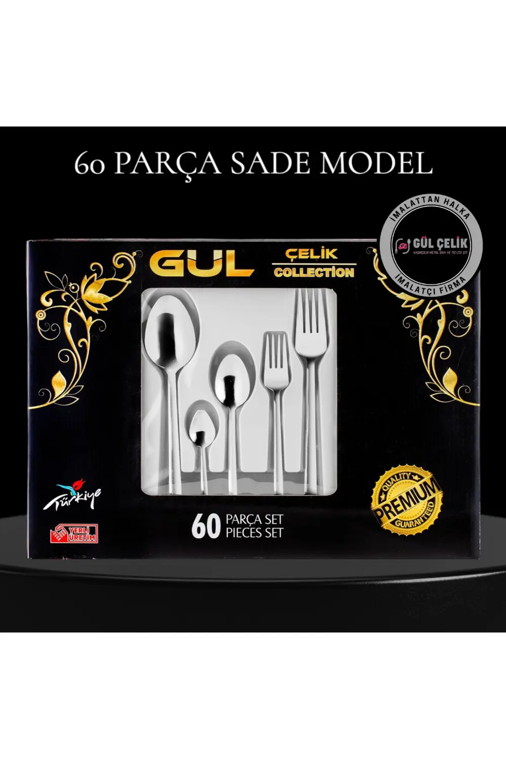 60 Parça 12 Kişilik Çatal Kaşık Seti Sade Model 18/0 Kalite Kutul