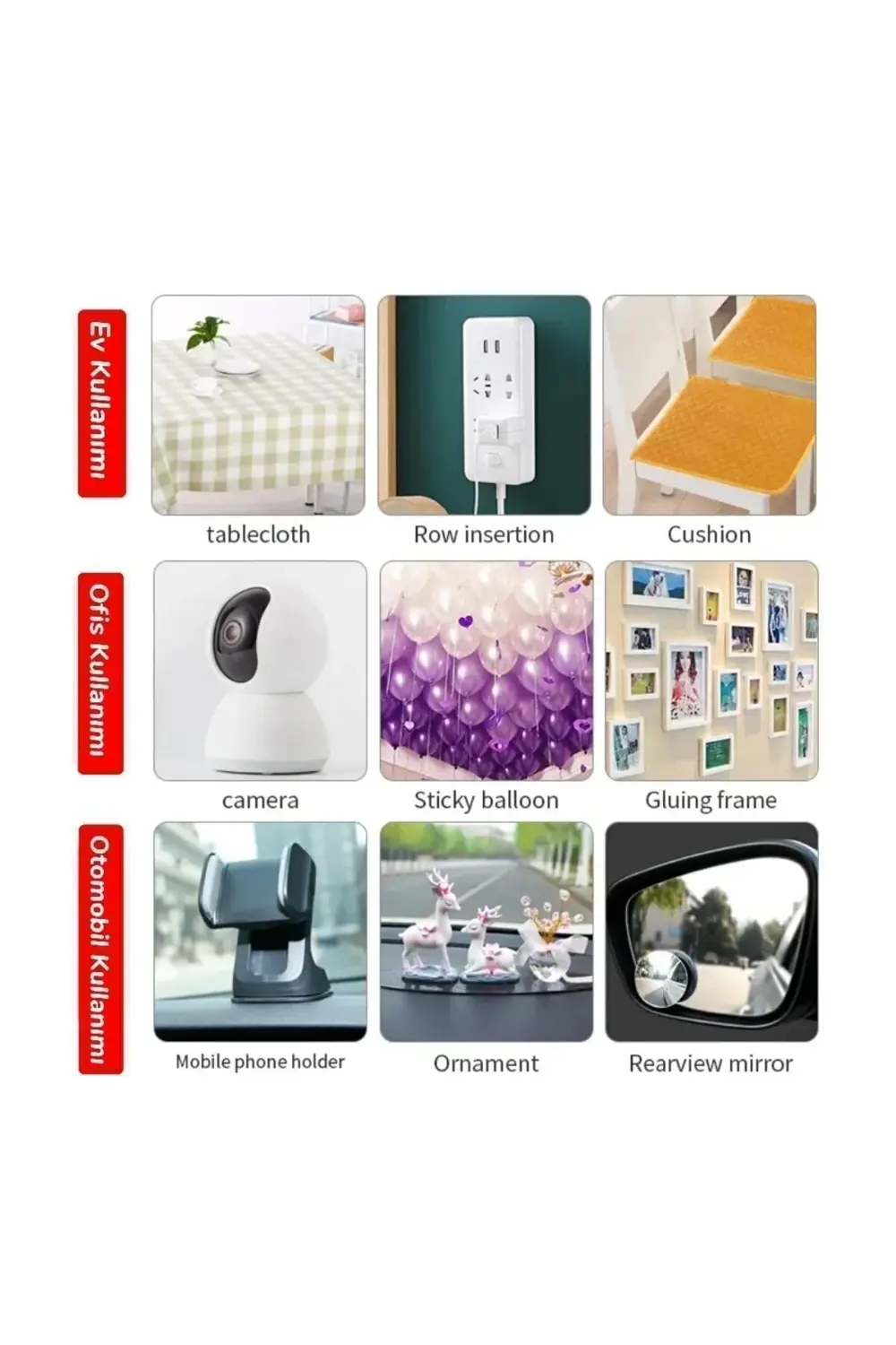 60 Parça Çok Amaçlı Çift Taraflı Bant Nano Bant Duvar Bandı Şeffa