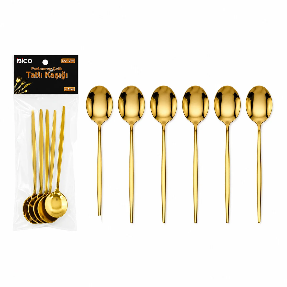 60 Parça Gold Tatlı Kaşık Seti 13CM - 1 Paket İçinde 6 Adet Vardır - 10 Paket Gönderilir Fiyatı, Yorumları ve Özellikleri