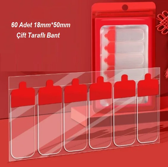 60 Parça Kolay Açılır Güçlü Çift Taraflı Bant 18mm*50mm
