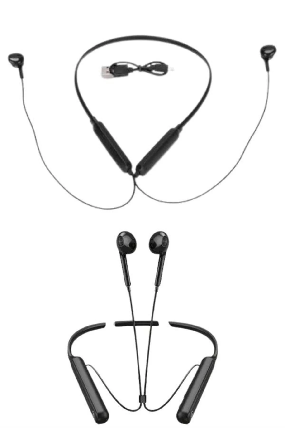 60 Saat Kablolu Boyun Askılı Dijital Göstergeli Bluetooth Kulaklığı