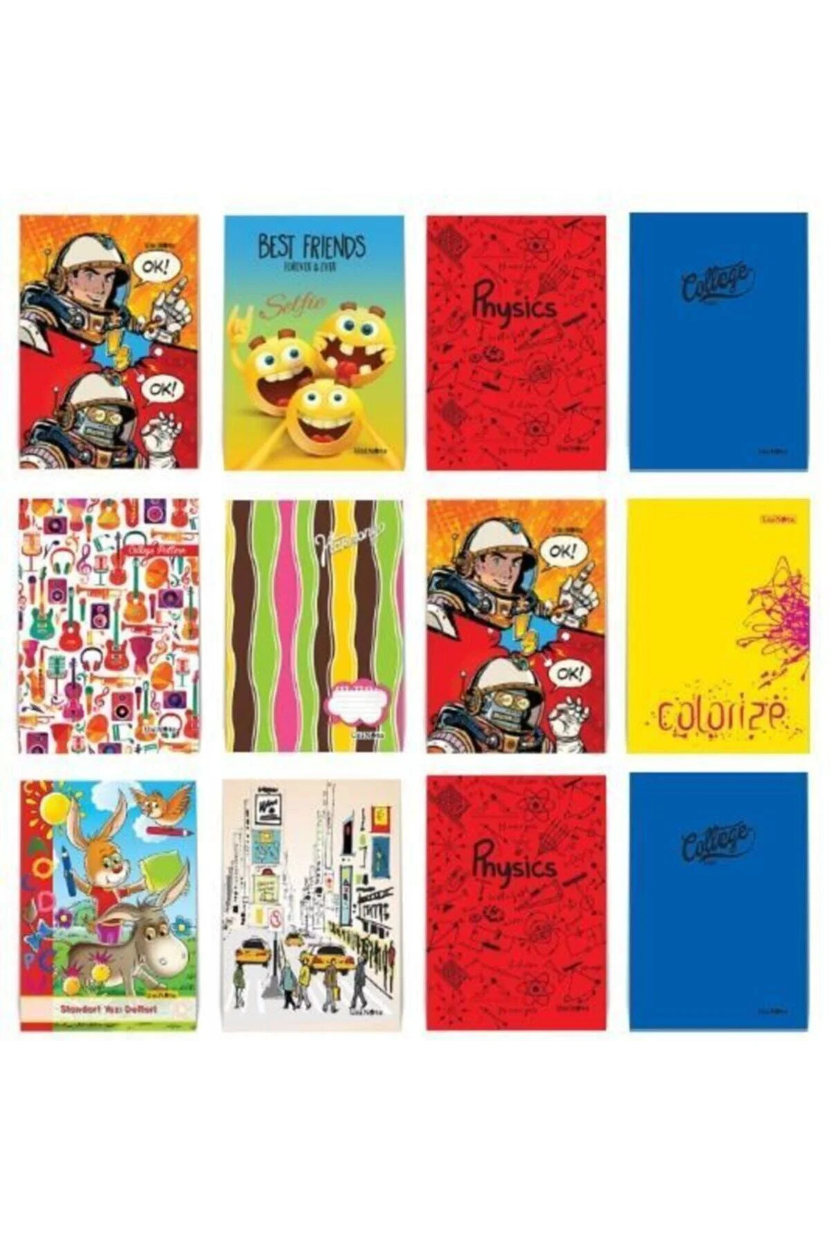 60 Yaprak A5 Küçük Boy Kareli Defter Karton Kapak 12 Adet