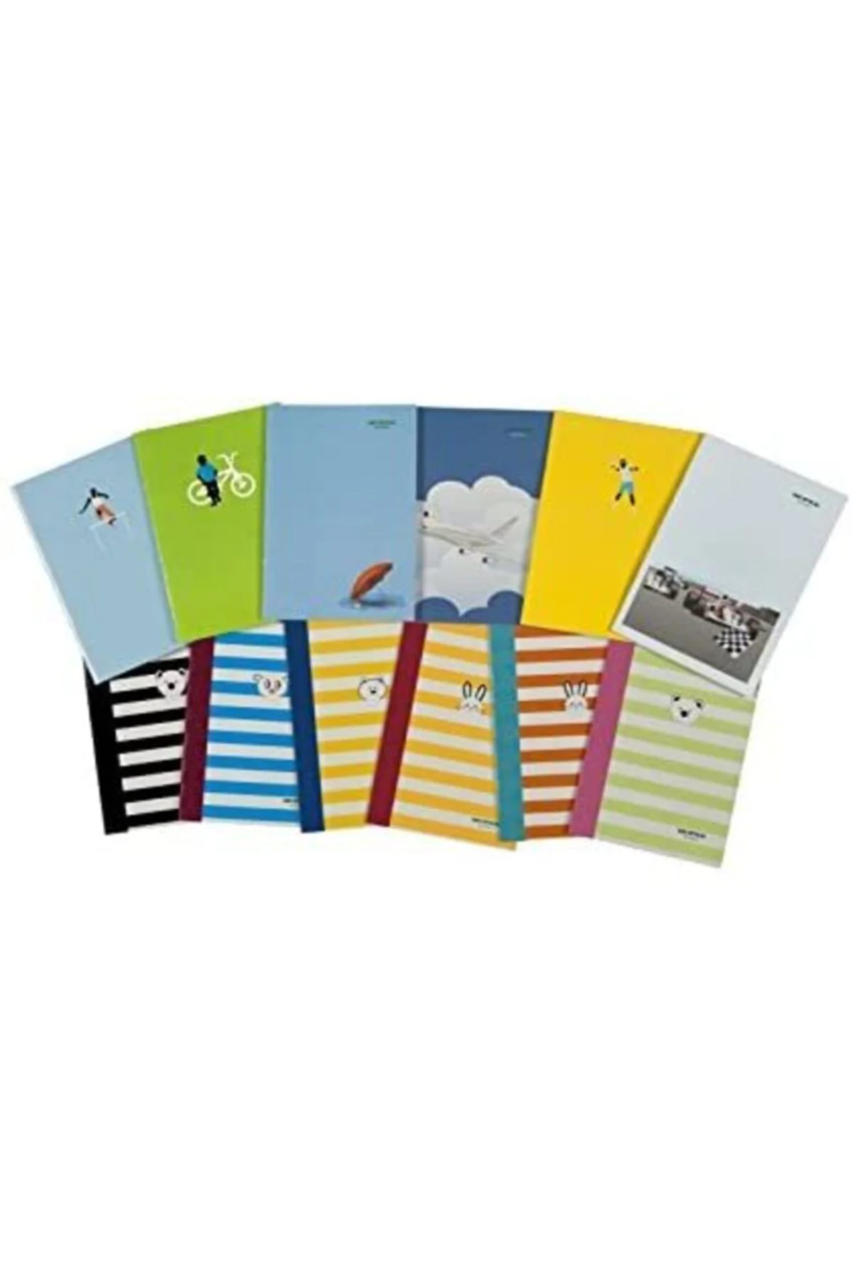 60 Yaprak Kareli Ve Çizgili A5 Karton Kapak Defter 12 Li Set