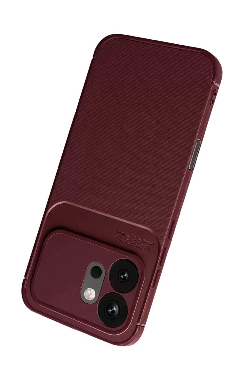 600 Auto Focus Karbon Kapak - Bordo | Darbe Korumalı Telefon Kılıfı