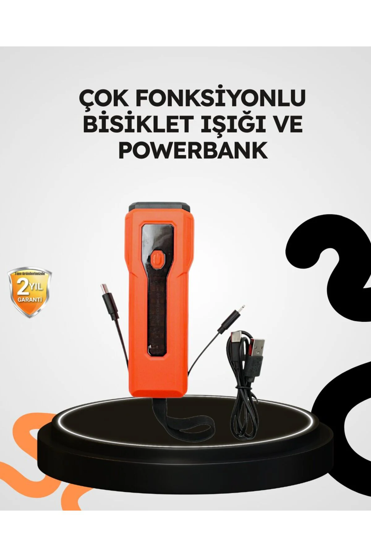 600 Lümen Bisiklet Ön Işık Powerbankli Çakar COB Led - ayr1574-22