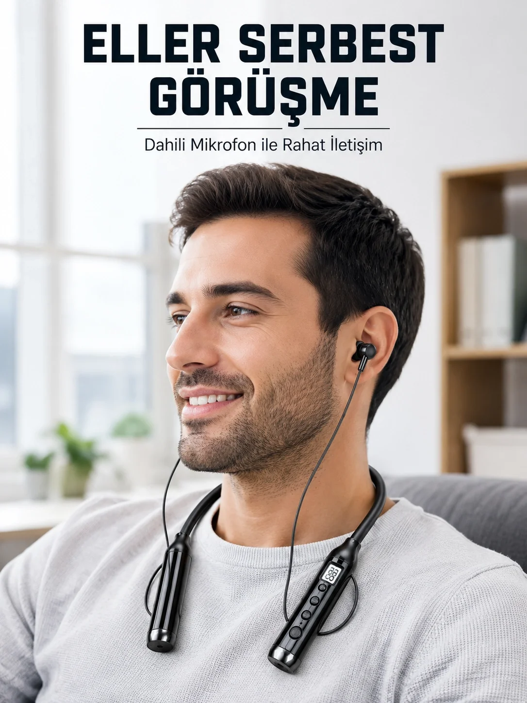 600 Saat Kullanım Süreli Boyun Tipi Bluetooth Kulaklık Mikrofonlu Dijital Göstergeli Kablosuz Kulak İçi Kulaklık 600 Saat Kullanım Süreli Boyun Tipi Bluetooth Kulaklık Mikrofonlu Dijital Göstergeli Kablosuz Kulak İçi Kulaklık