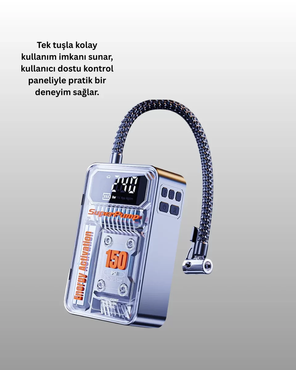 6000mAh Bataryalı LED Ekranlı Akıllı Hava Kompresörü