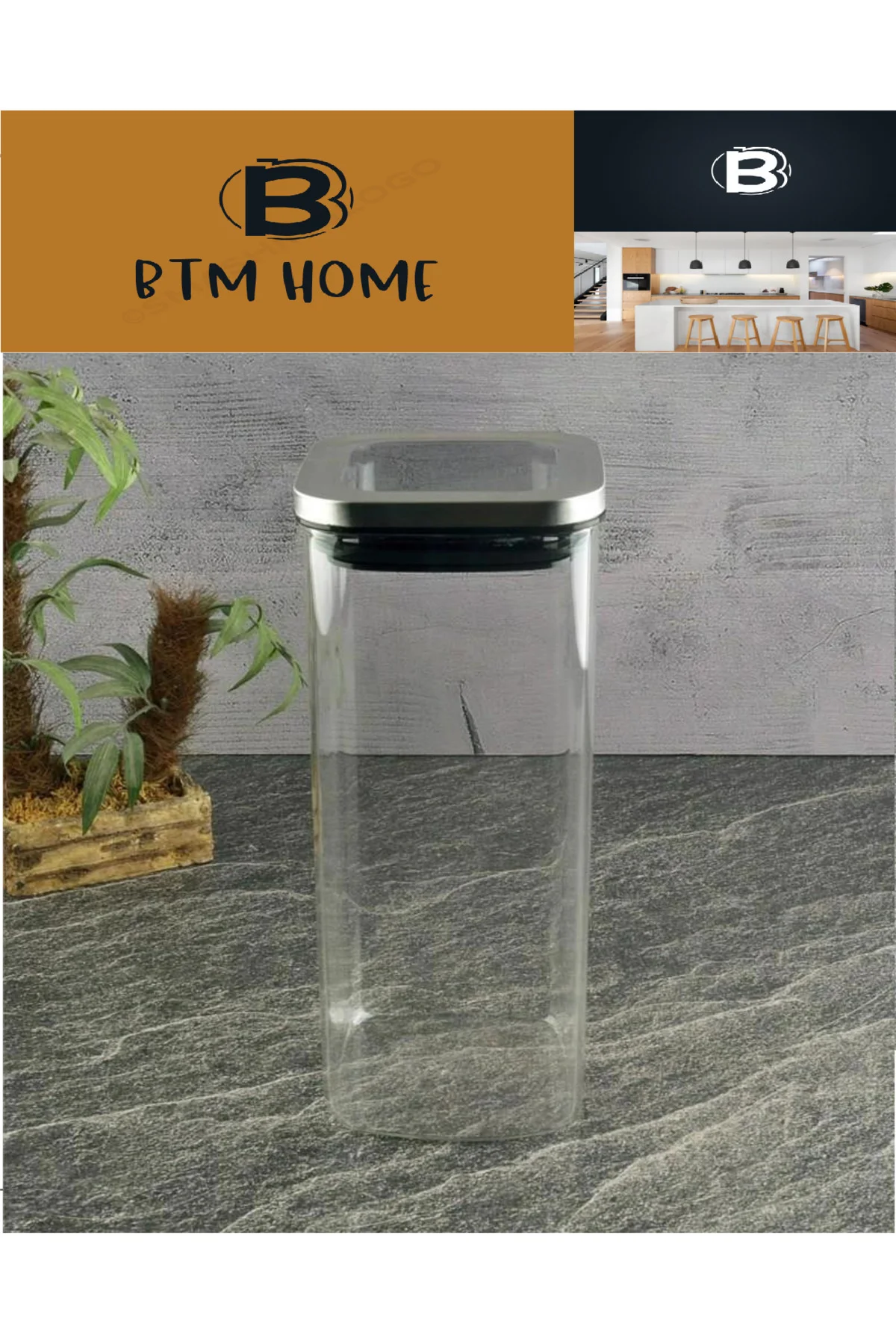 600ml Vakumlu Kare Kapaklı Cam Kavanoz