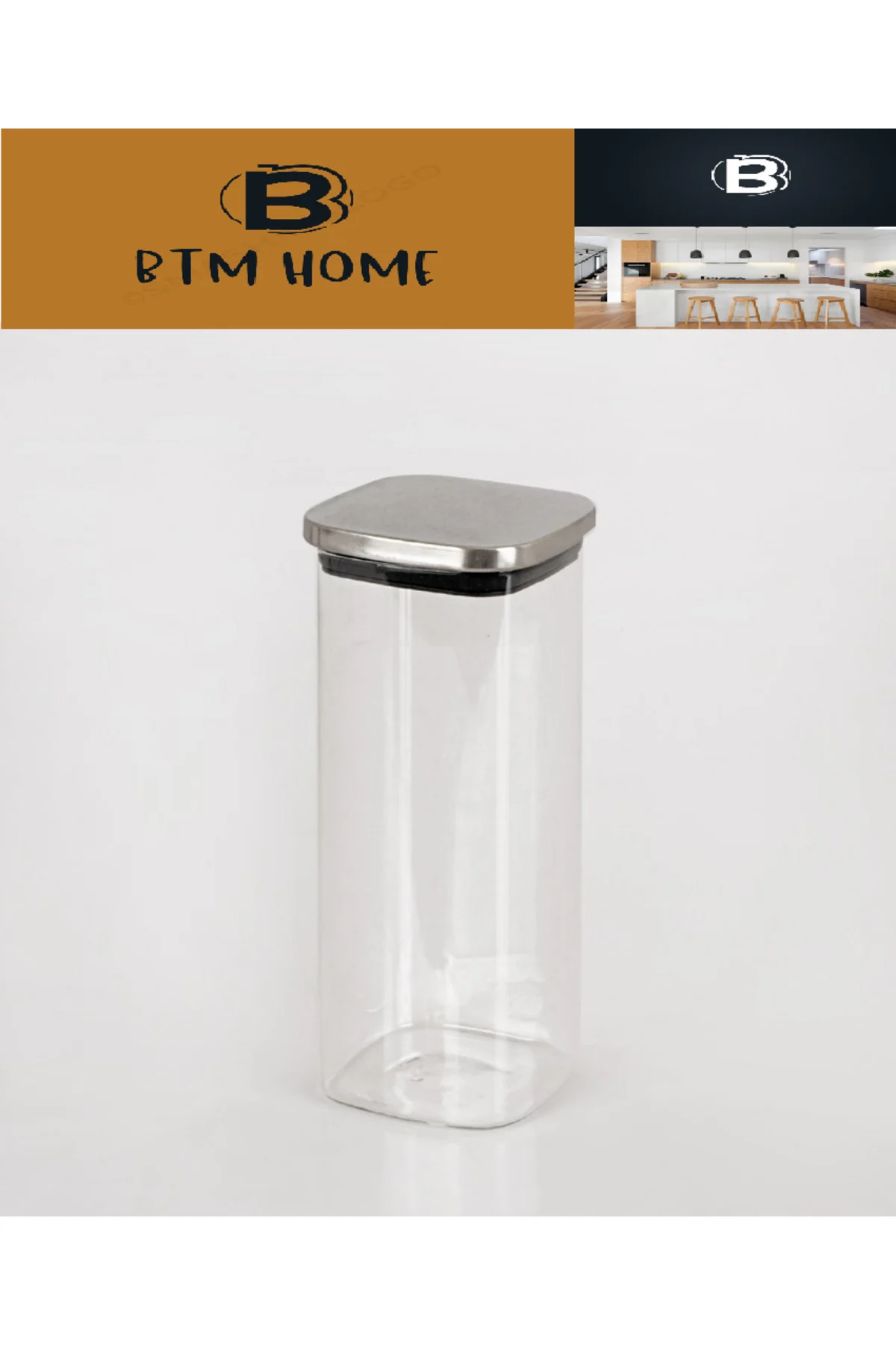 600ml Vakumlu Kare Kapaklı Cam Kavanoz