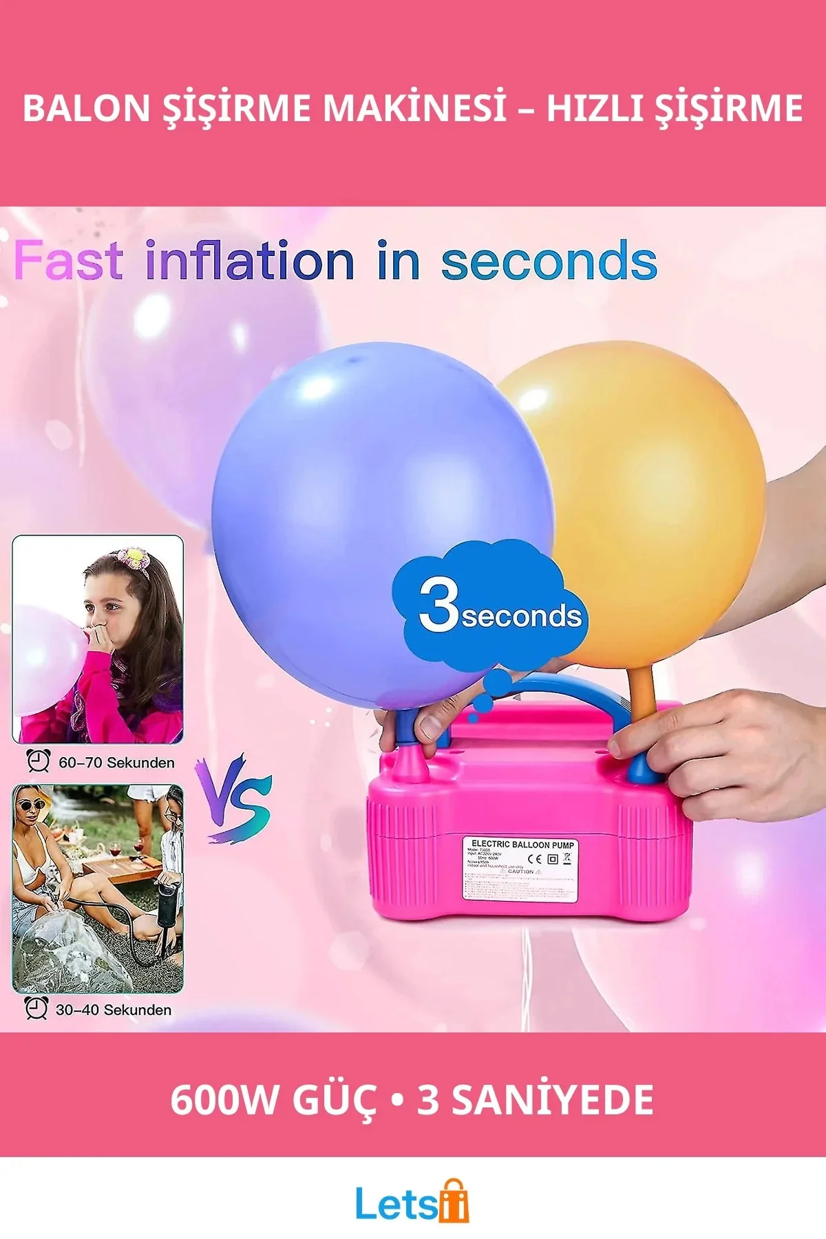 600W Hızlı Elektrikli Balon Şişirme Makinesi