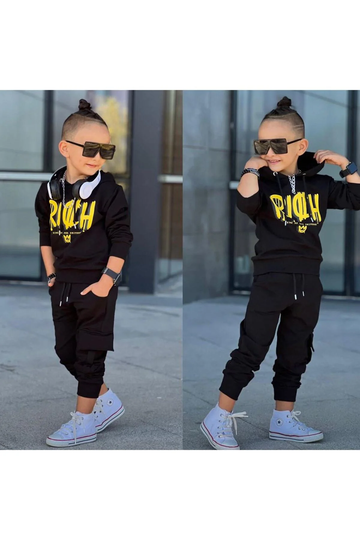 60107 RICH KAPÜŞONLU TAKIM SİYAH