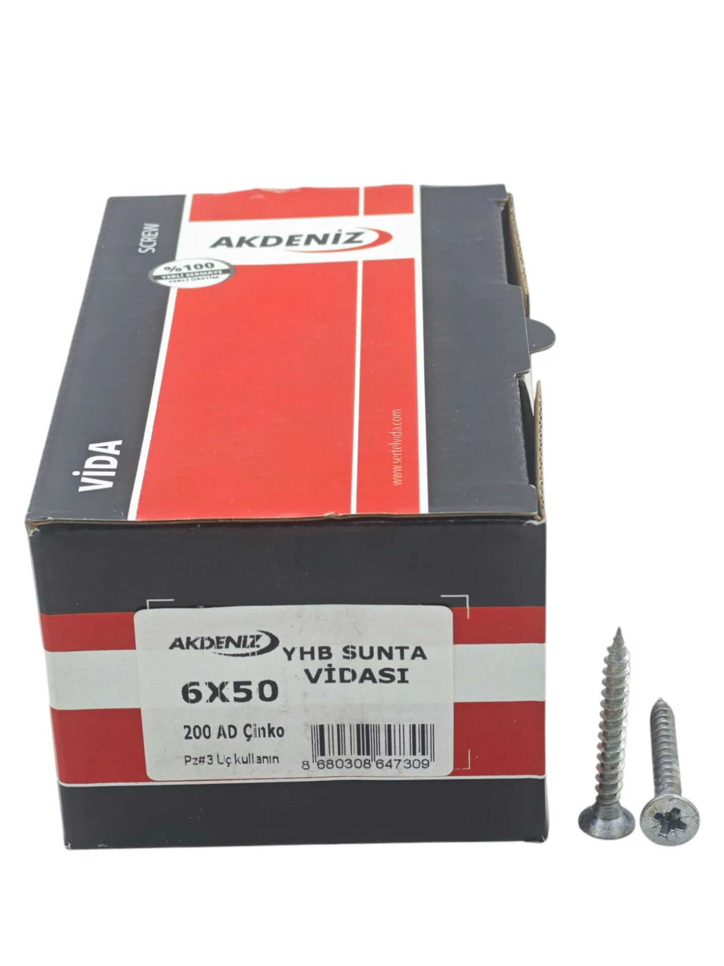 6050   Akdeniz YHB Çinko 6*50mm Sunta Vidası 200lü