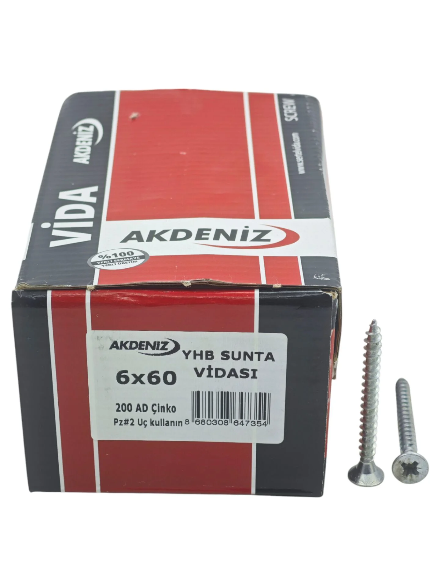 6060   Akdeniz YHB Çinko 6*60mm Sunta Vidası 200lü