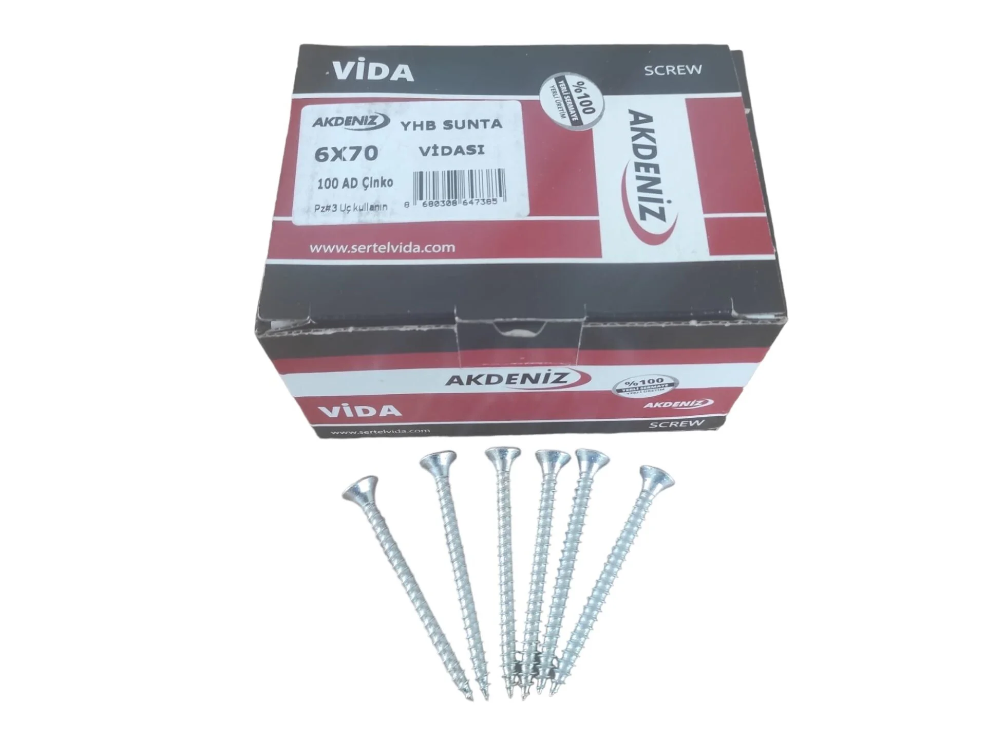 6070   Akdeniz YHB Çinko 6*70mm Sunta Vidası 100lü