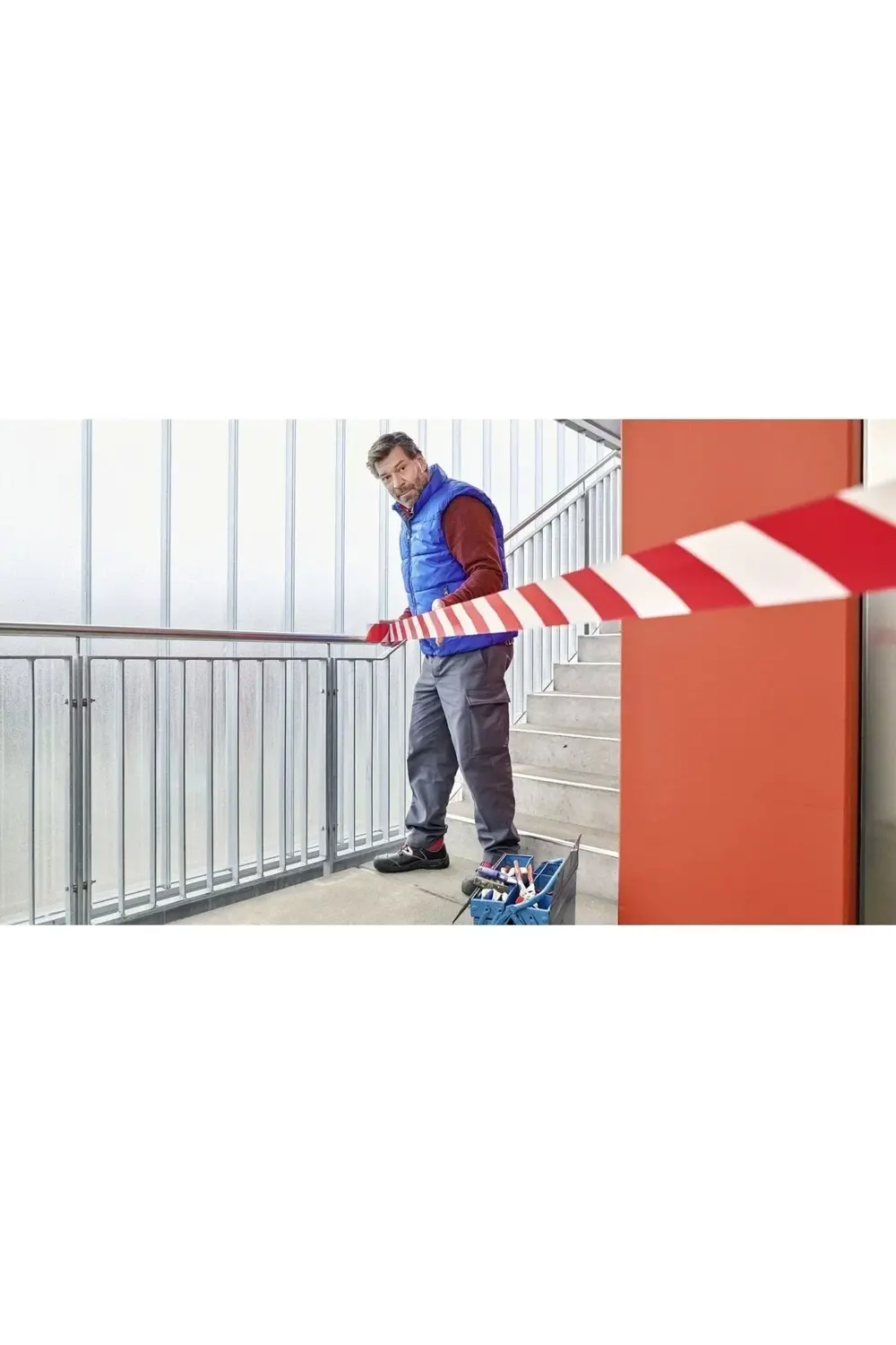 60760 Yer İşaretleme Bandı 50mmx33mt Kırmızı Beyaz