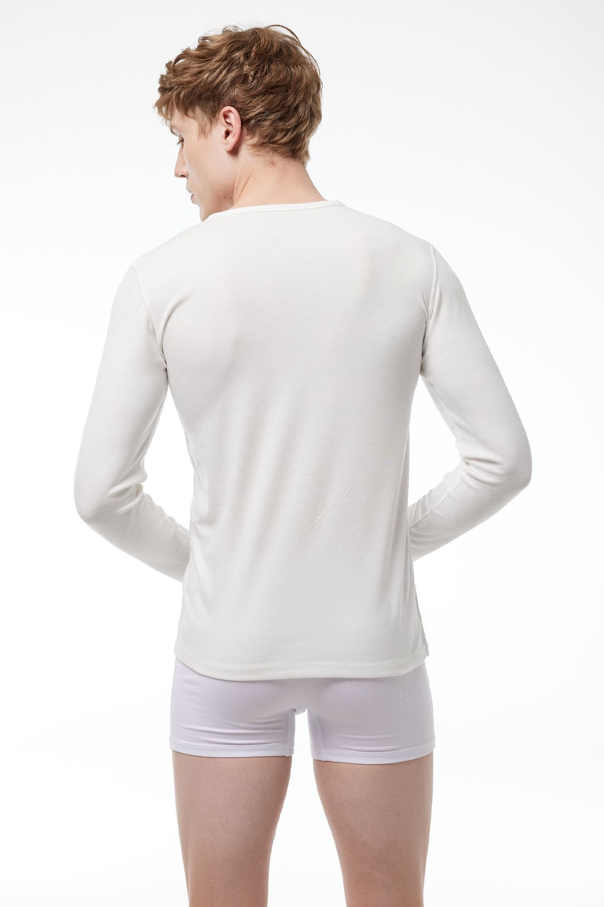 Malabadi 608 Erkek V Yaka Uzun Kollu Viloft Termal Üst İçlik - Ekru