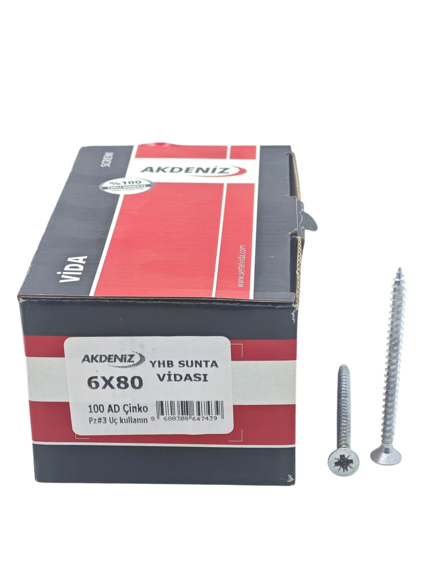 6080   Akdeniz YHB Çinko 6*80mm Sunta Vidası 100lü