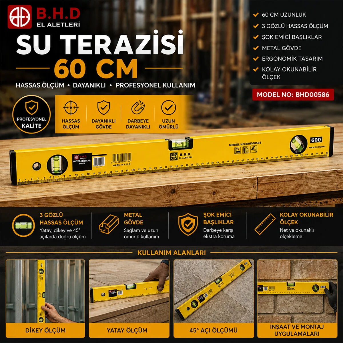 60CM Su Terazisi Turuncu Metal KTX-1121 Fiyatı, Yorumları ve Özellikleri