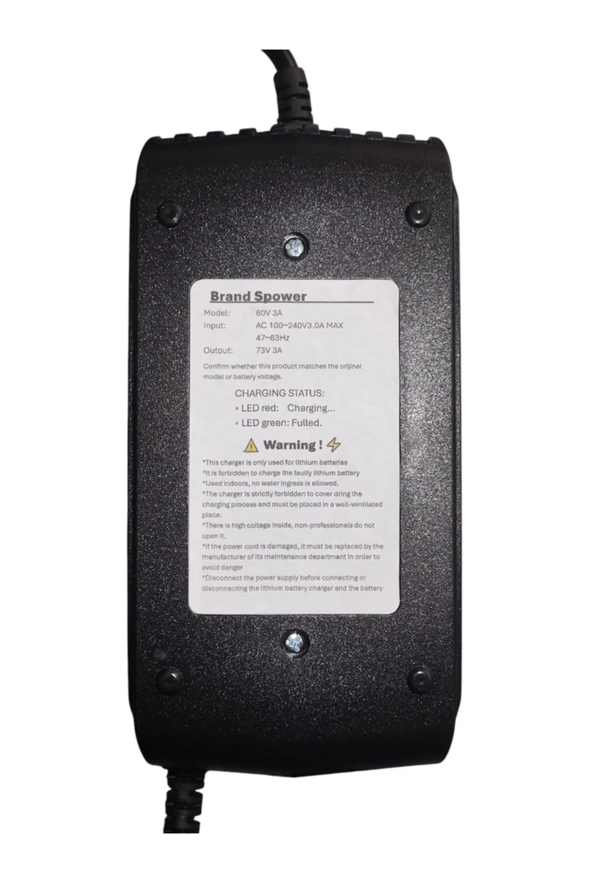 60V 3A LiFePO4 Şarj Cihazı (Output: 73V) 60V 3A LiFePO4 Şarj Cihazı (Output: 73V)