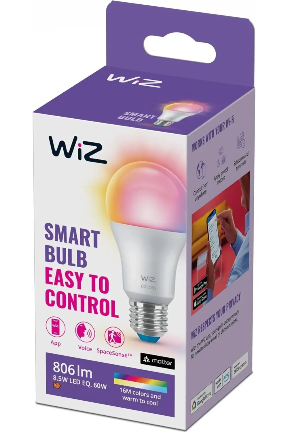 60W Renkli Akıllı RGB Ampul A60 E27 1185222