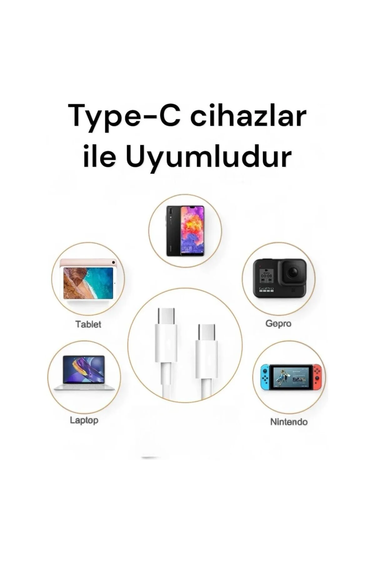 60W USB-C Şarj Kablosu, iPhone 15, 15 Plus, 15 Pro, 15 Pro Max ile Uyumlu, 1 Metre, Hızlı Şarj