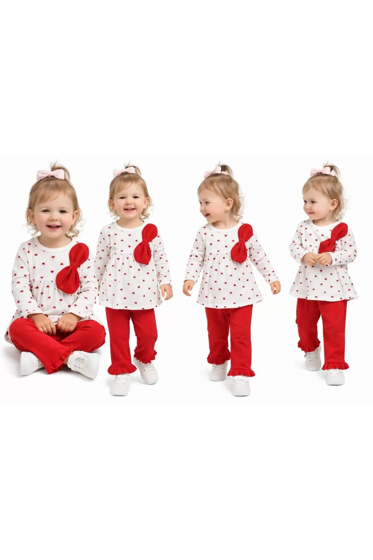 6/12 Ay Kalp Baskılı Penye Bebek Takımı